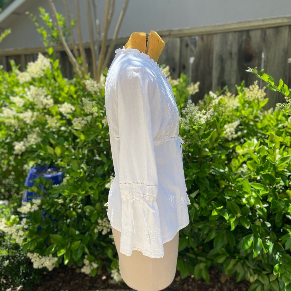 American South Side White Cotton Shirt - Picture 2 of 7